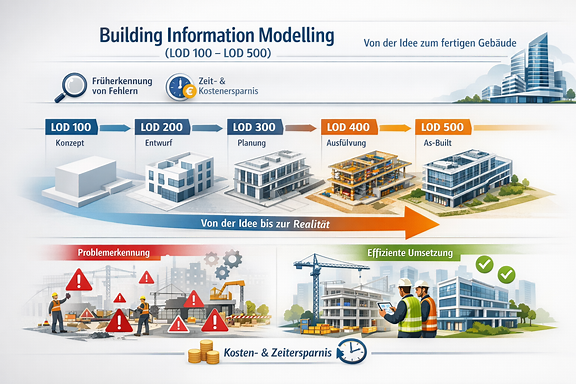 Architekturzeichnungen und 3D-Modellierung am Planungstisch